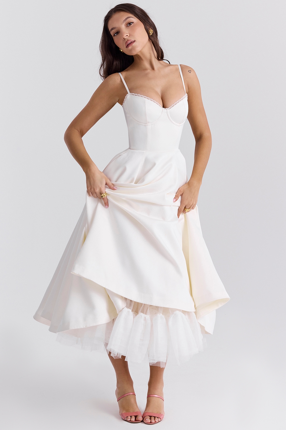 Mademoiselle  White Tulle Midi Dress — image 2