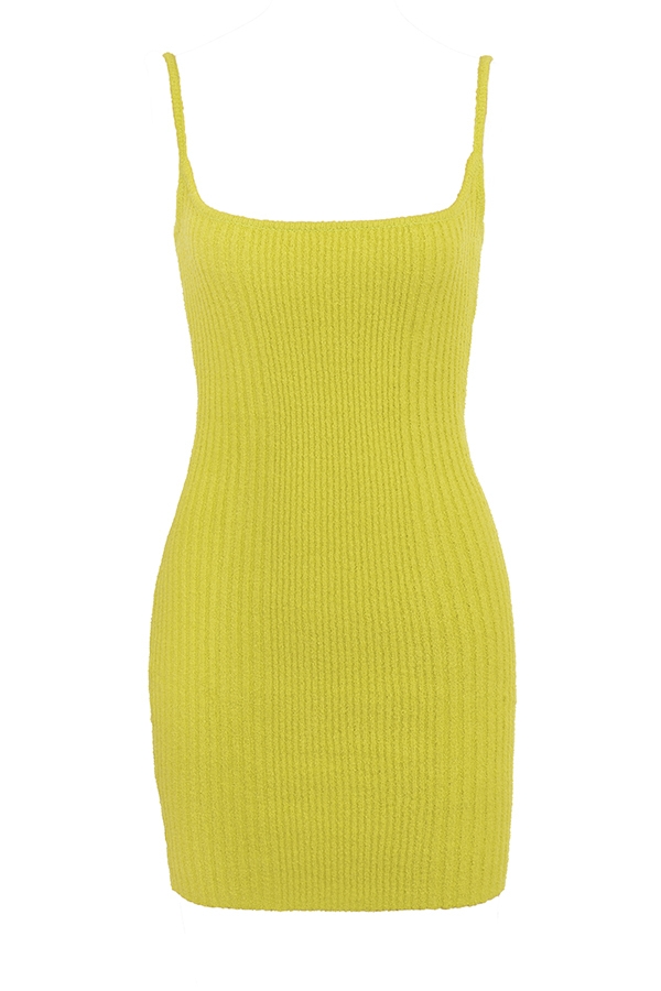 Neri  Acid Lime Textured Cotton Knit Mini Dress — image 11