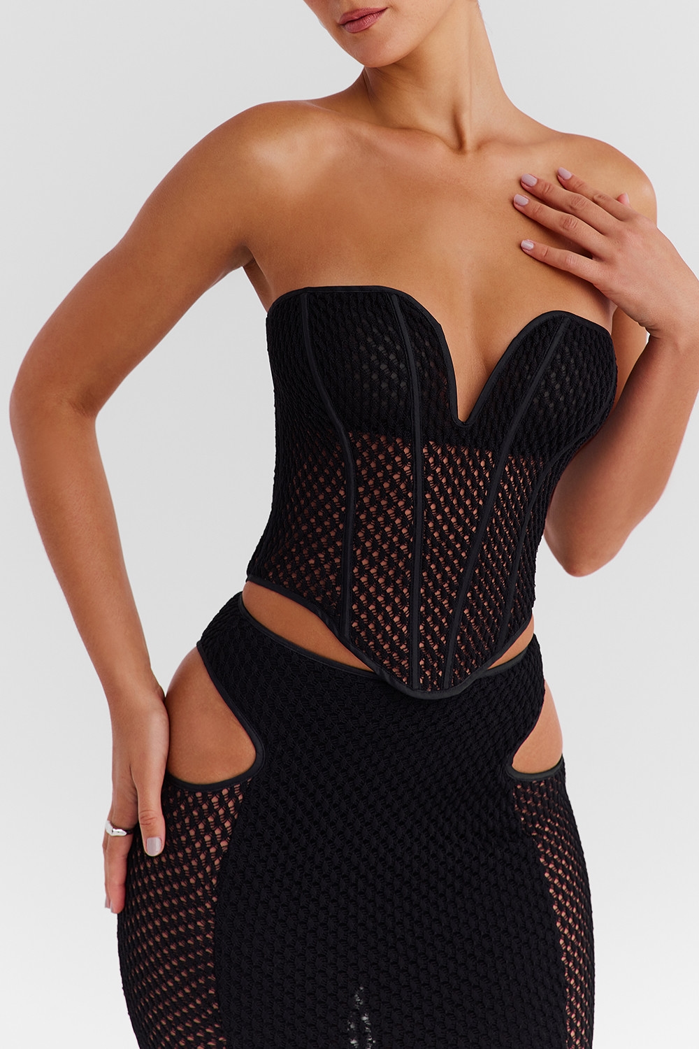 Mistress Rocks Black Knit Strapless Corset - SALE