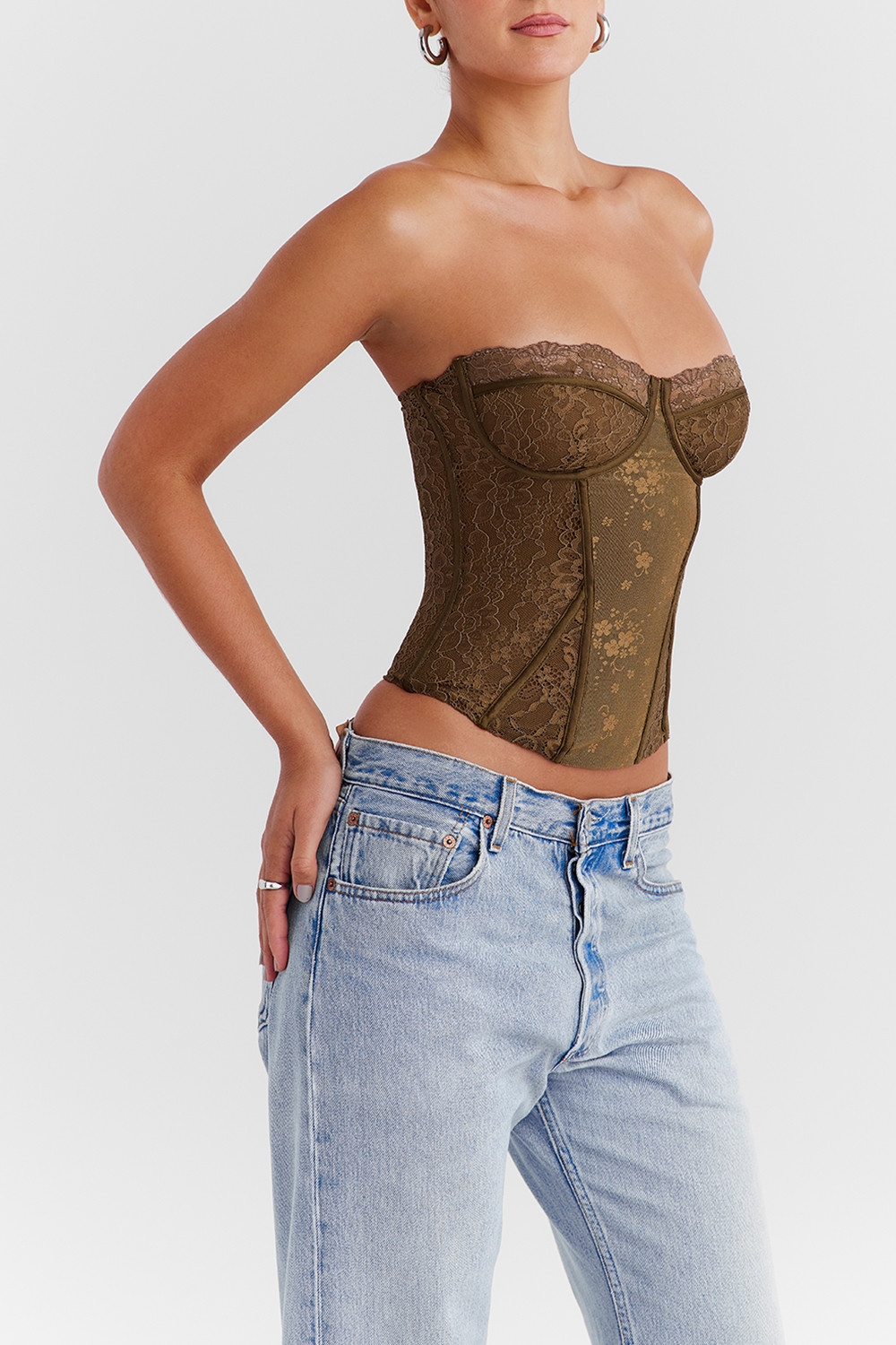Mistress Rocks Olive Green Lace Underwired Corset - SALE — image 7