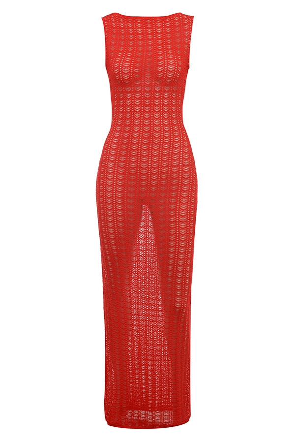 Mistress Rocks Red Knit Cover Up Maxi Dress - SALE — image 12