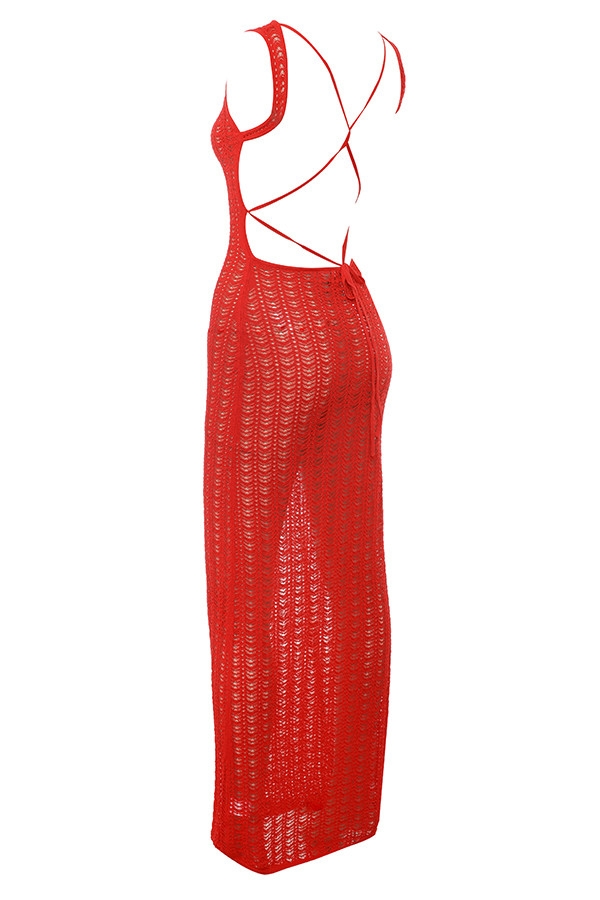 Mistress Rocks Red Knit Cover Up Maxi Dress - SALE — image 13