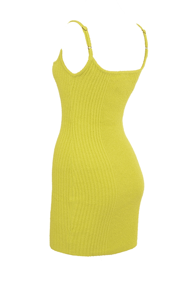 Neri  Acid Lime Textured Cotton Knit Mini Dress — image 12