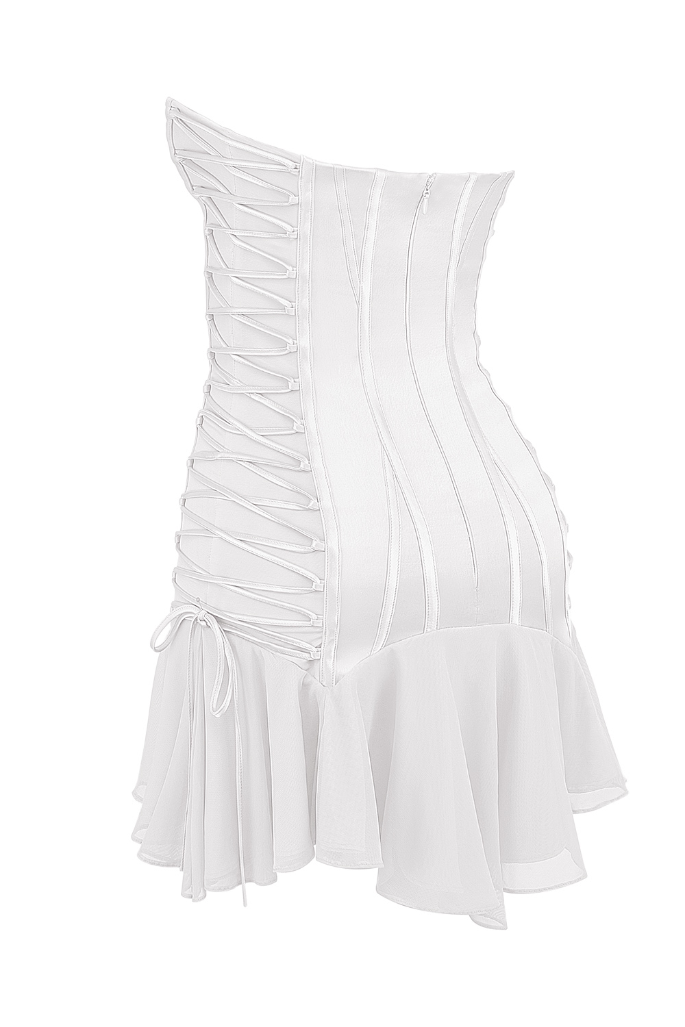 Sirena  White Strapless Lace Up Mini Dress — image 10