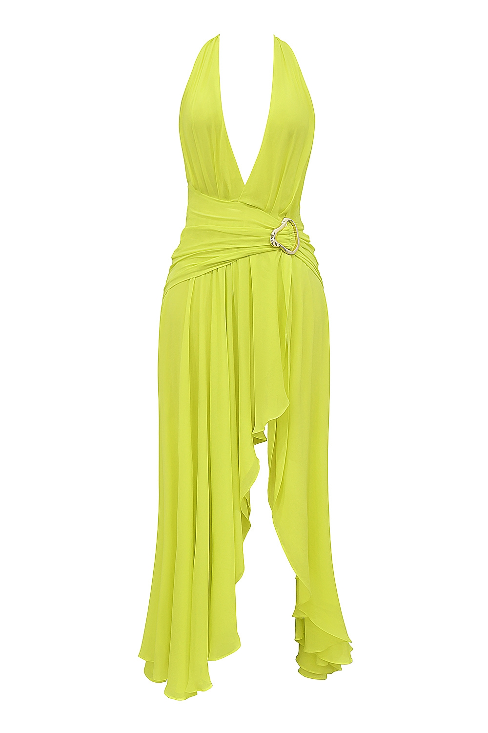 Olessia  Acid Lime Backless Halter Maxi Dress — image 10