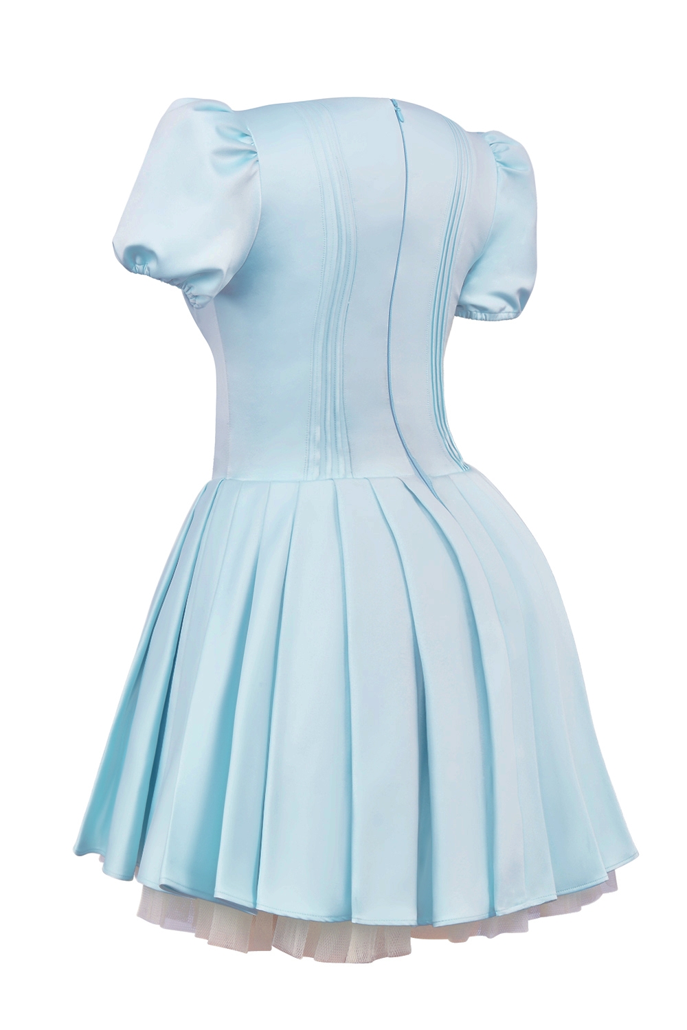 Imani  Delicate Blue Satin Pleated Mini Dress — image 10