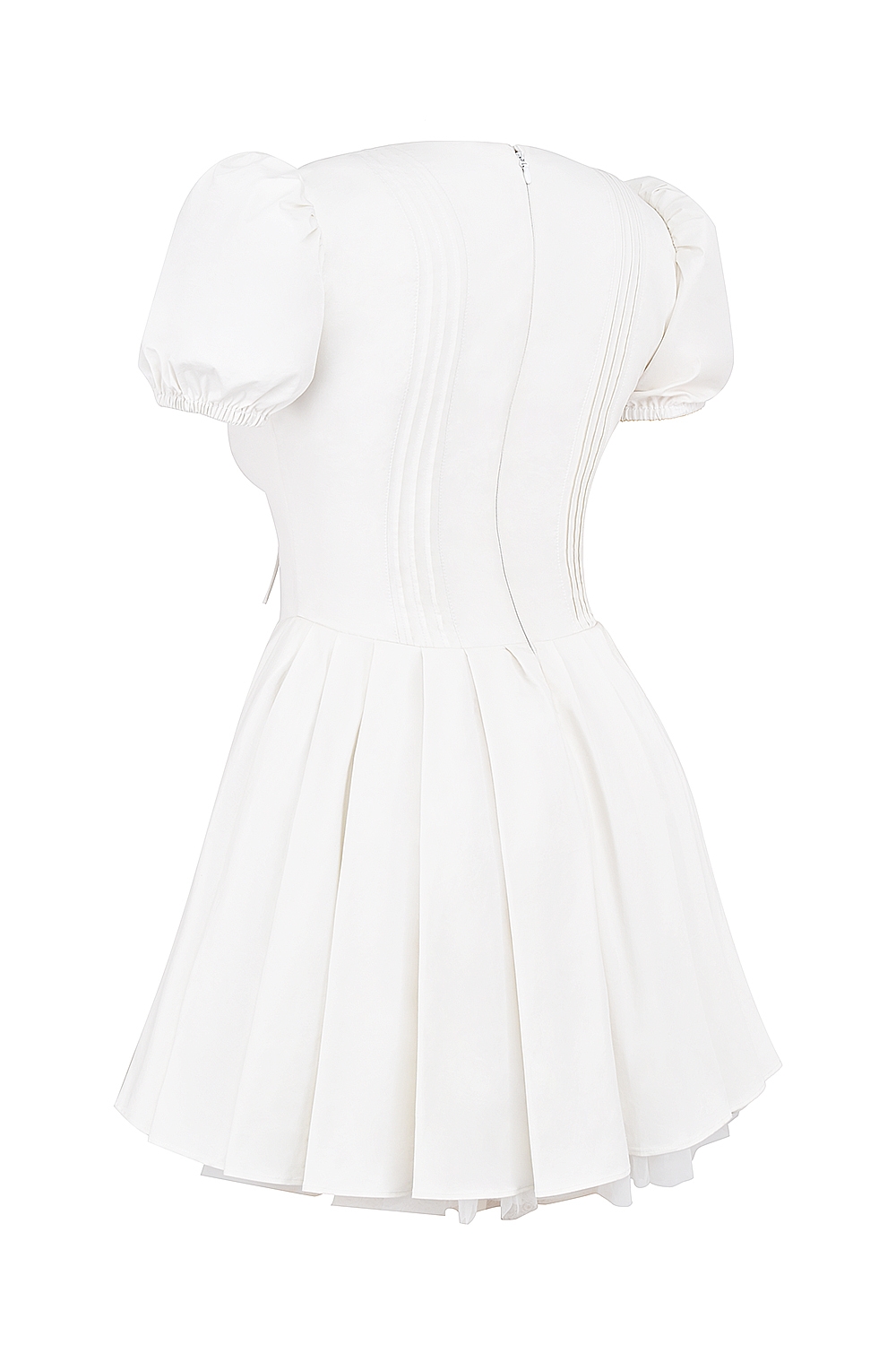 Imani  White Pleated Cotton Mini Dress — image 8