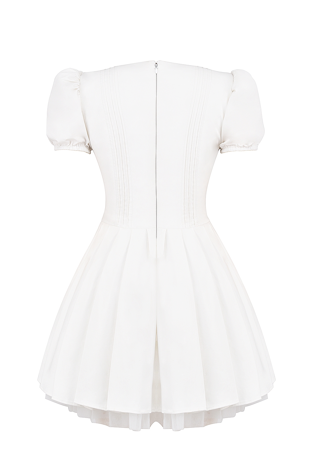 Imani  White Pleated Cotton Mini Dress — image 9