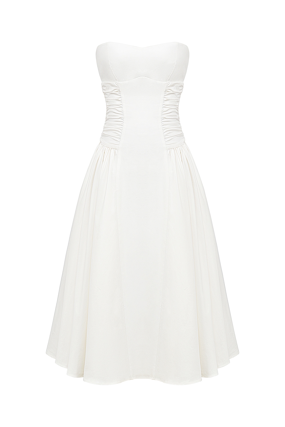 Georgiana  White Cotton Strapless Midi Sundress — image 10