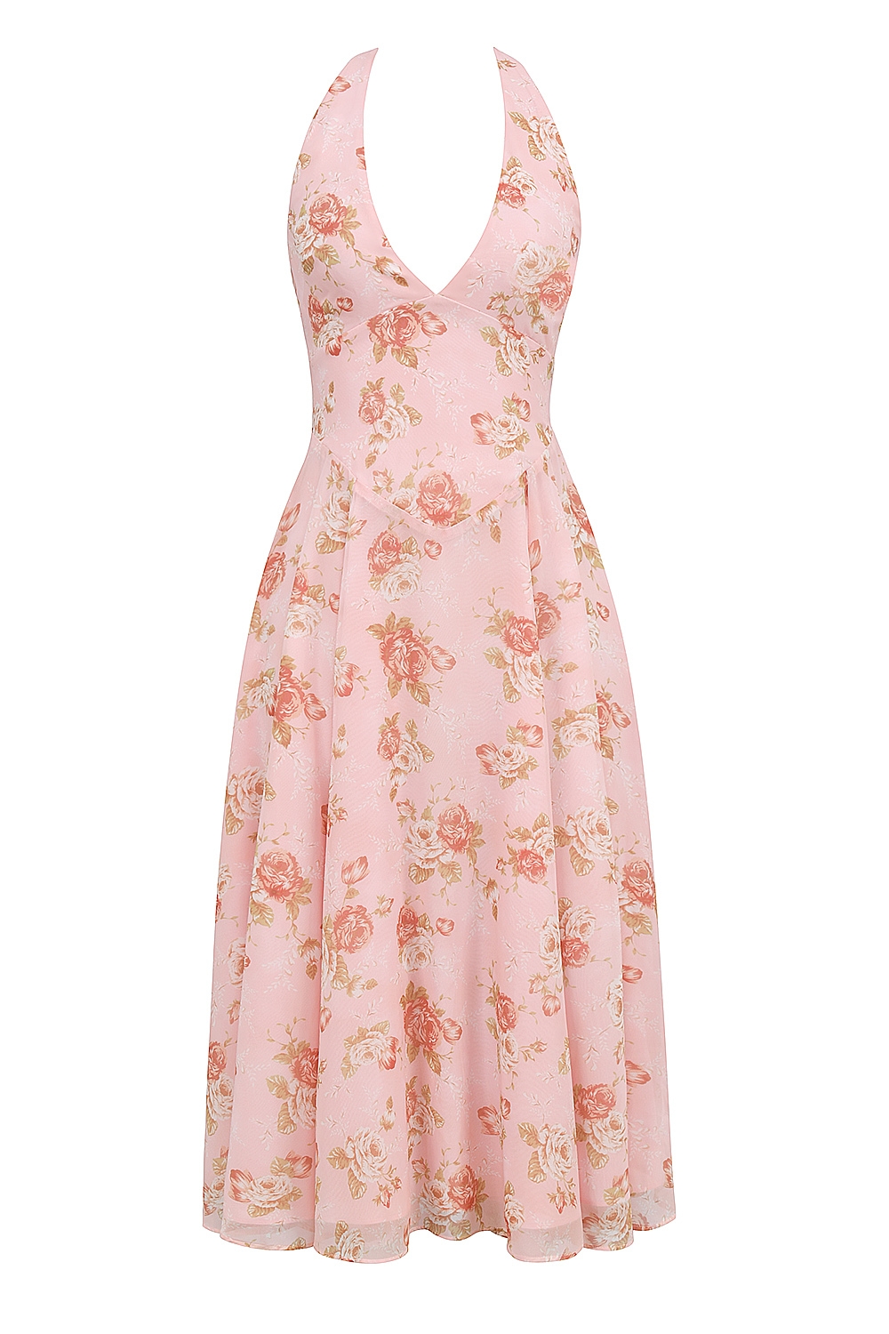 Solada  English Vintage Rose Print Georgette Halter Sundress — image 11