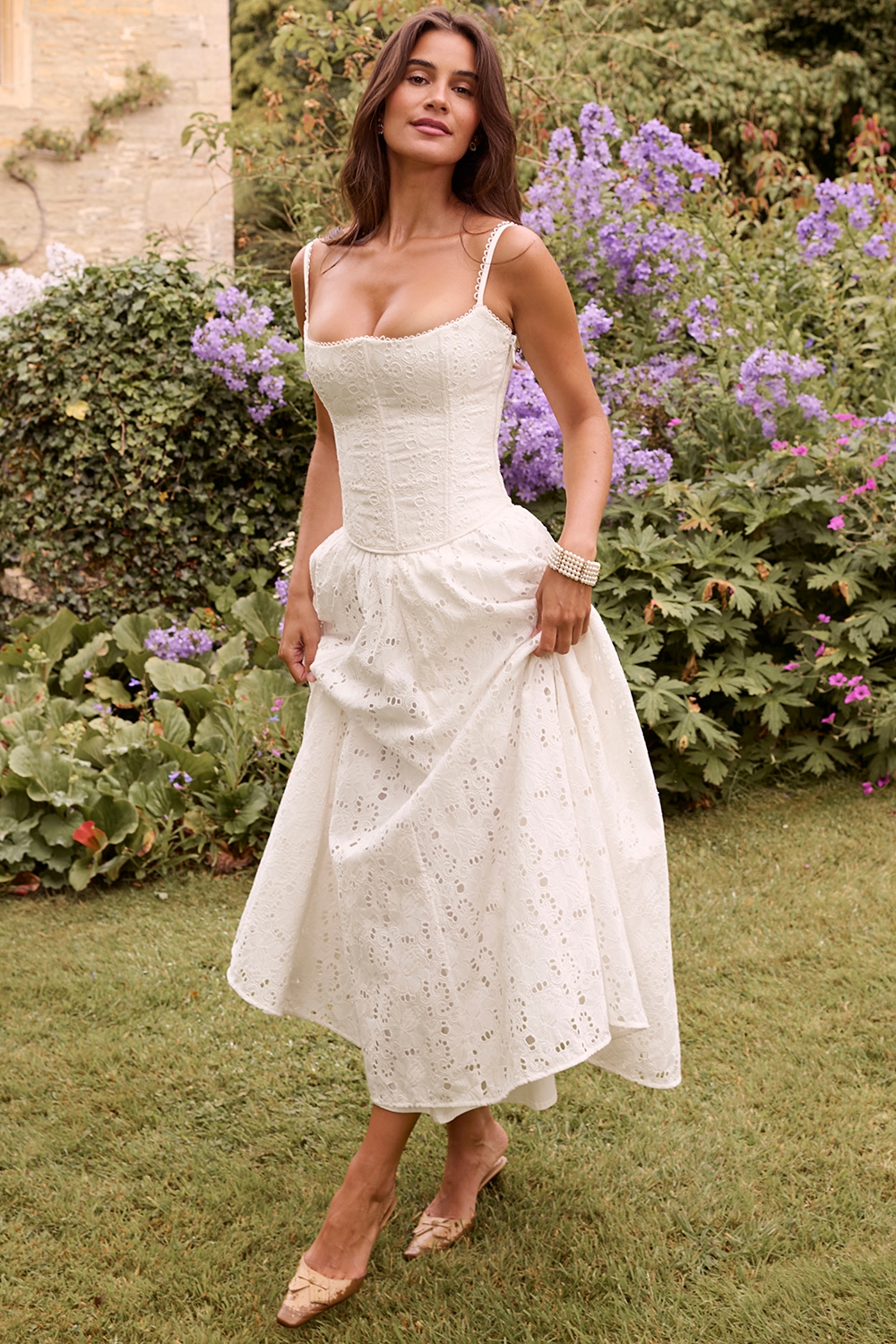 Francine  White Broderie Anglais Midi Skirt — image 8