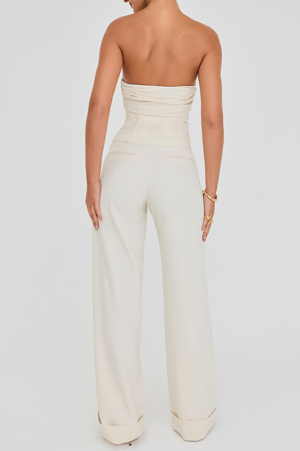 Mistress Rocks Beige Strapless Wide Leg Jumpsuit - SALE — image 9