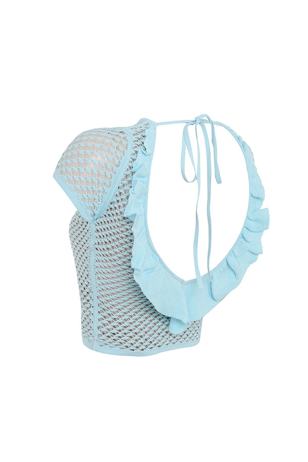 Mistress Rocks Seafoam Knit Open Back Ruffle Top - SALE — image 11