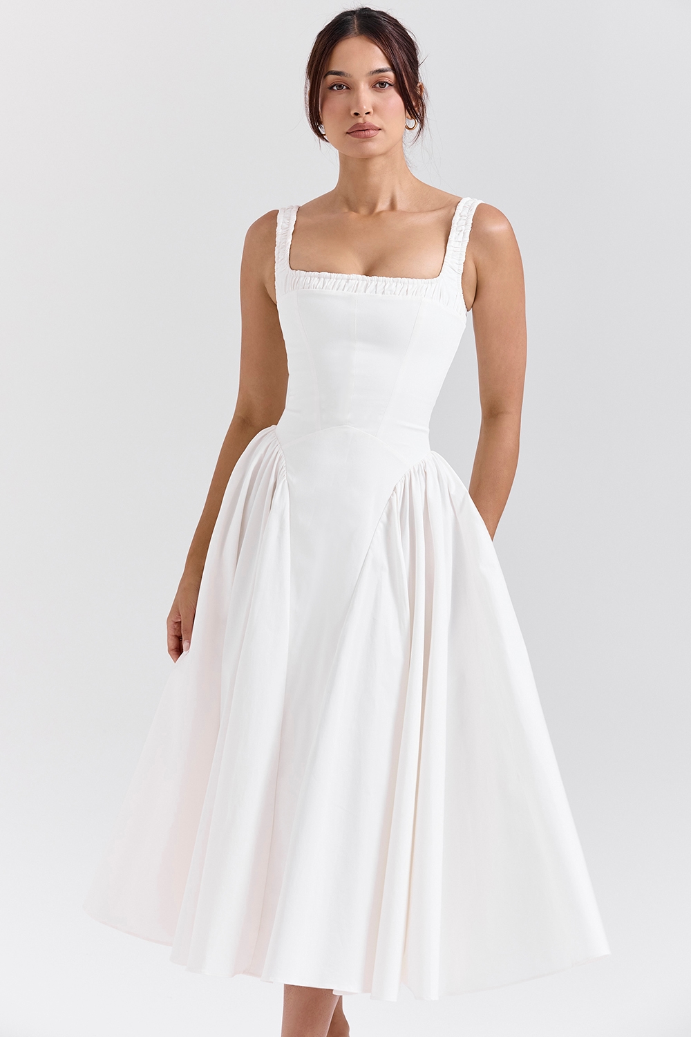 Dorothy  White Cotton Midi Sundress — image 1