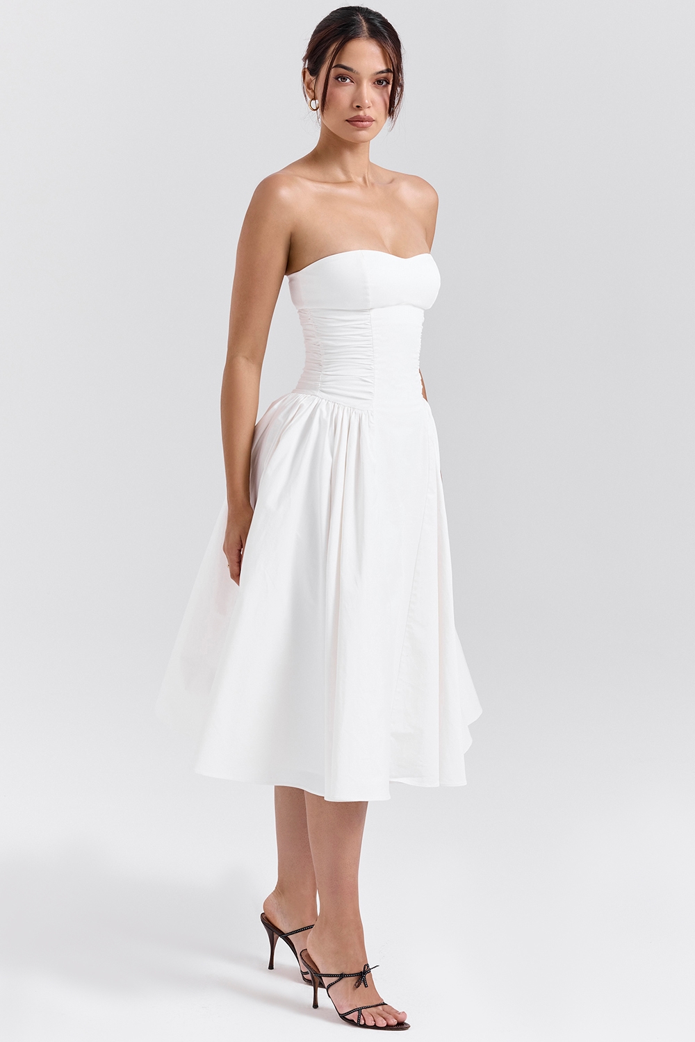 Georgiana  White Cotton Strapless Midi Sundress — image 6