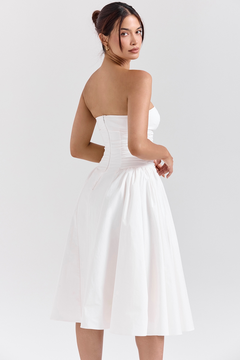 Georgiana  White Cotton Strapless Midi Sundress — image 7