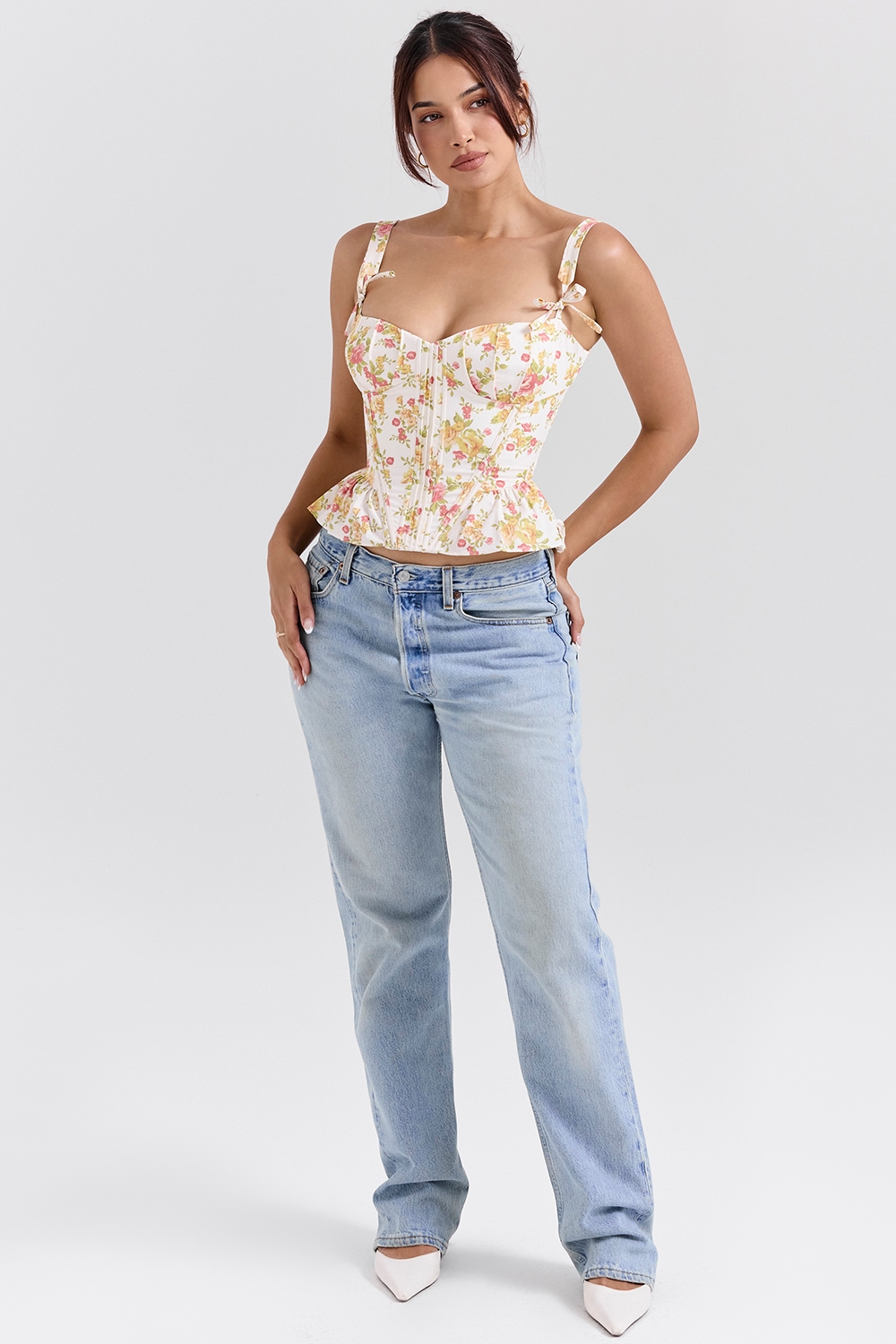 Gigou  Royal Rose Print Peplum Cotton Corset — image 3