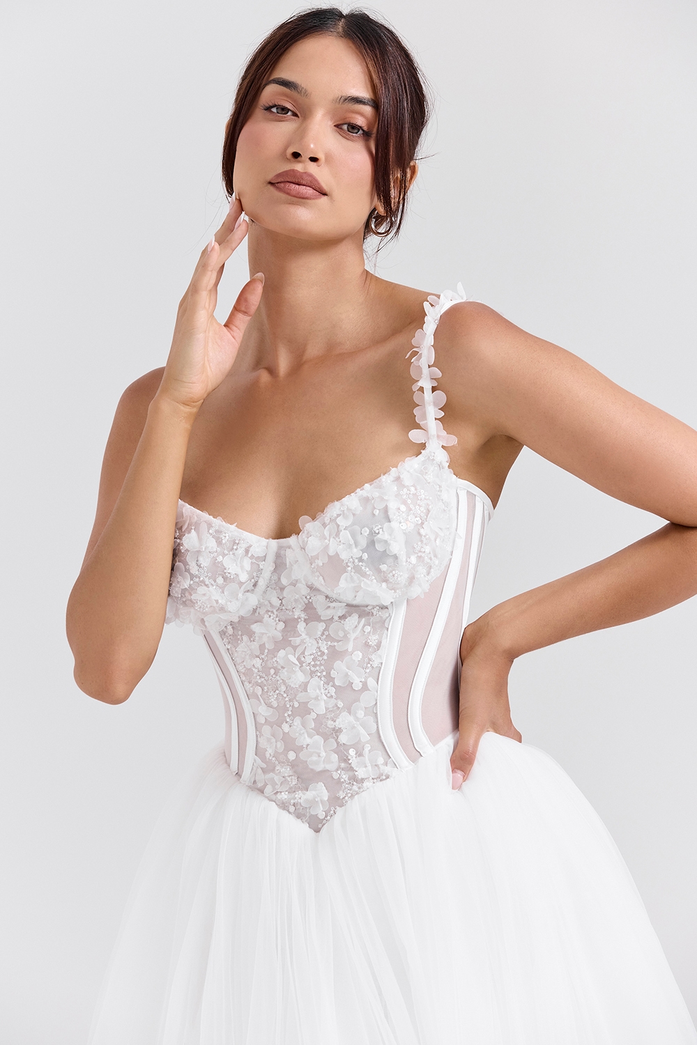 Nathalie  White Floral Lace Tulle Bridal Gown — image 6