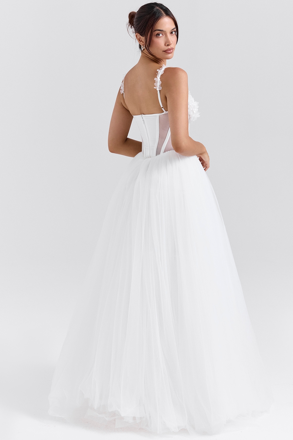 Nathalie  White Floral Lace Tulle Bridal Gown — image 7