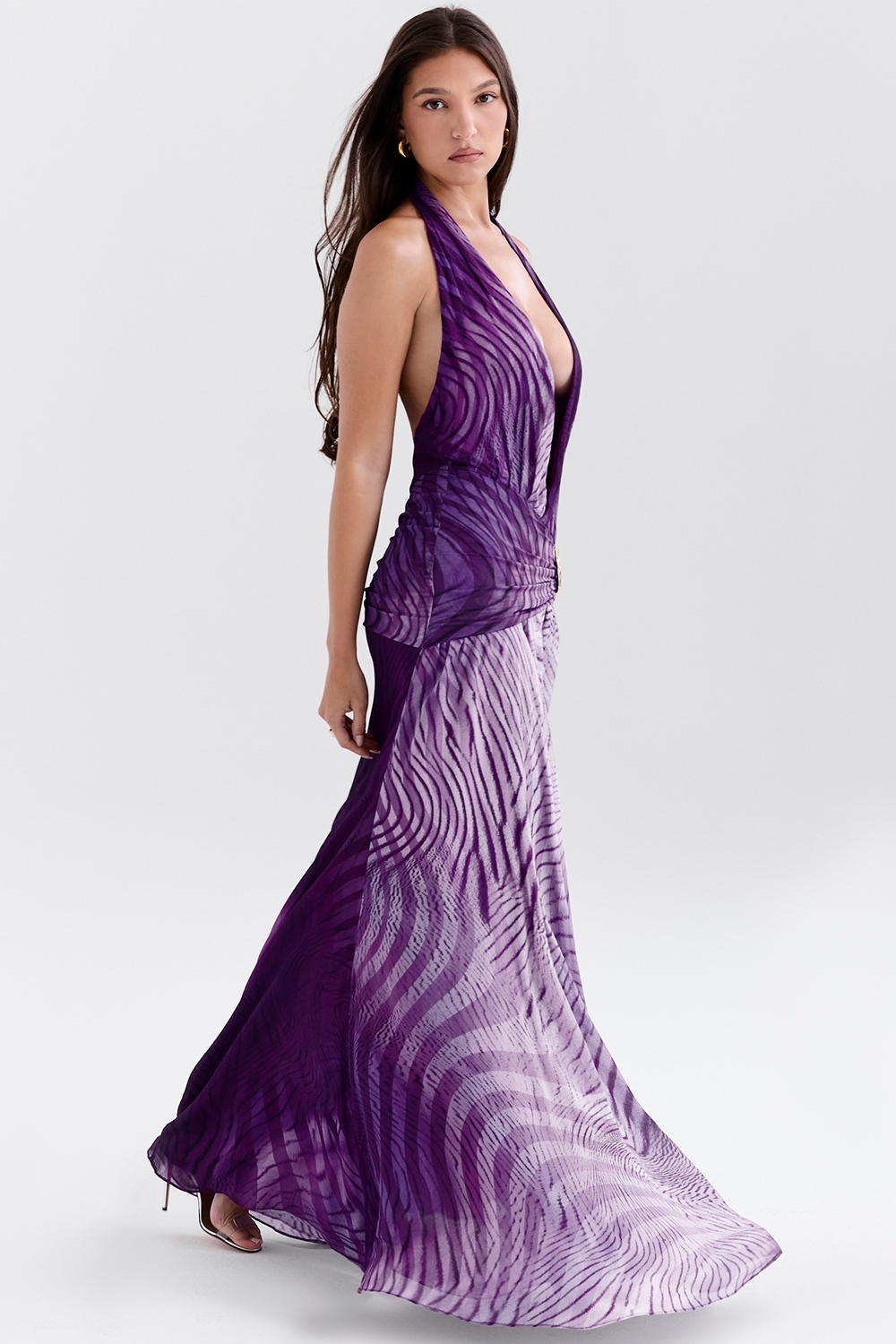 Olessia  Orchid Backless Halter Maxi Dress — image 8