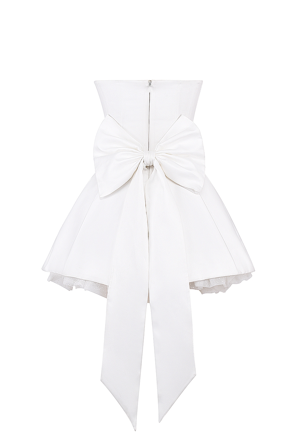 Noele  White Satin Strapless Bow Mini Gown — image 15