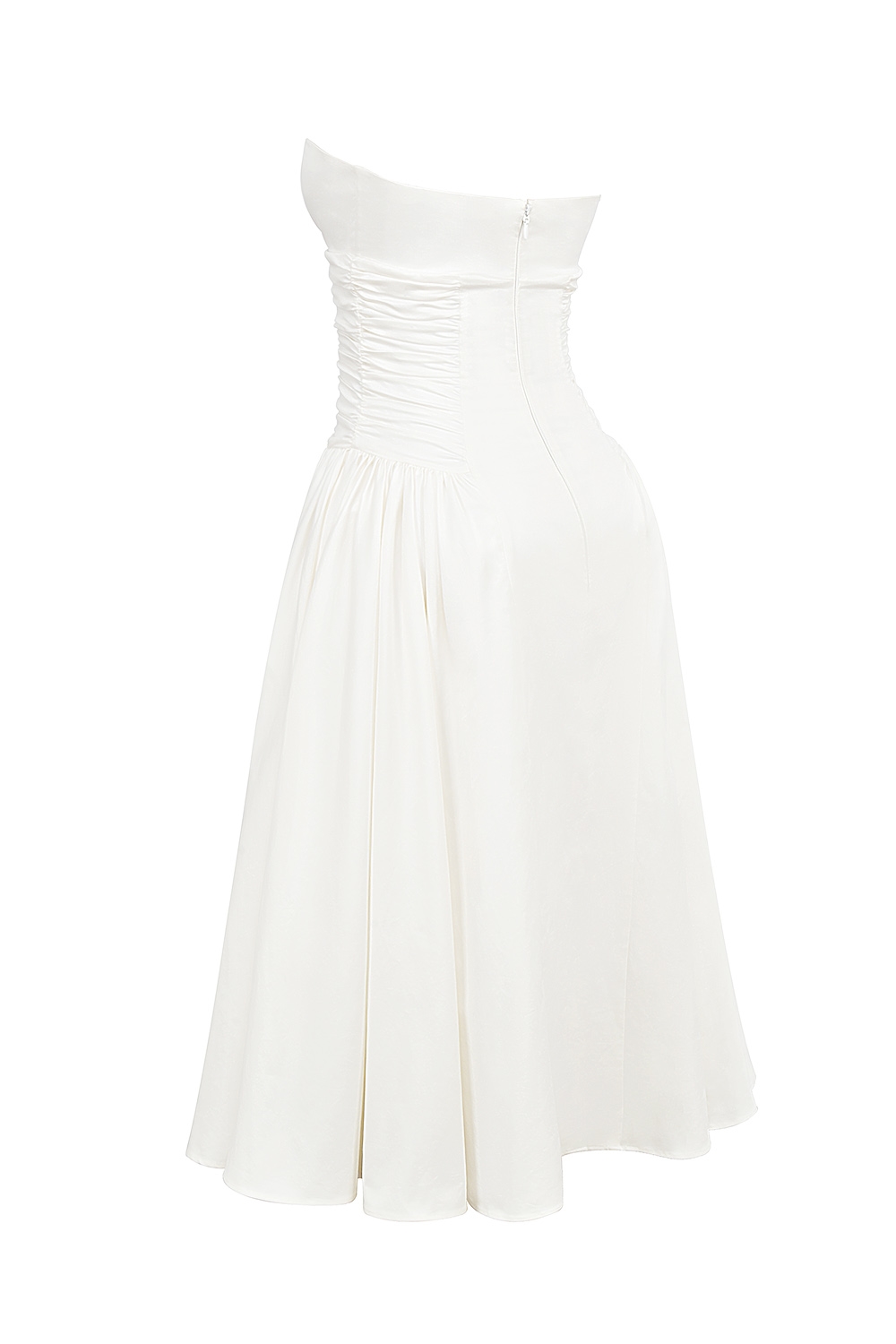 Georgiana  White Cotton Strapless Midi Sundress — image 11
