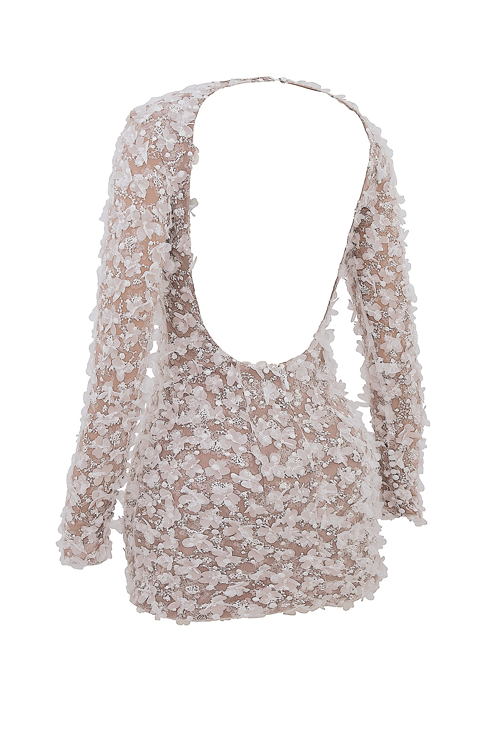 Alize  White Floral Appliqué Backless Mini Bridal Gown — image 12