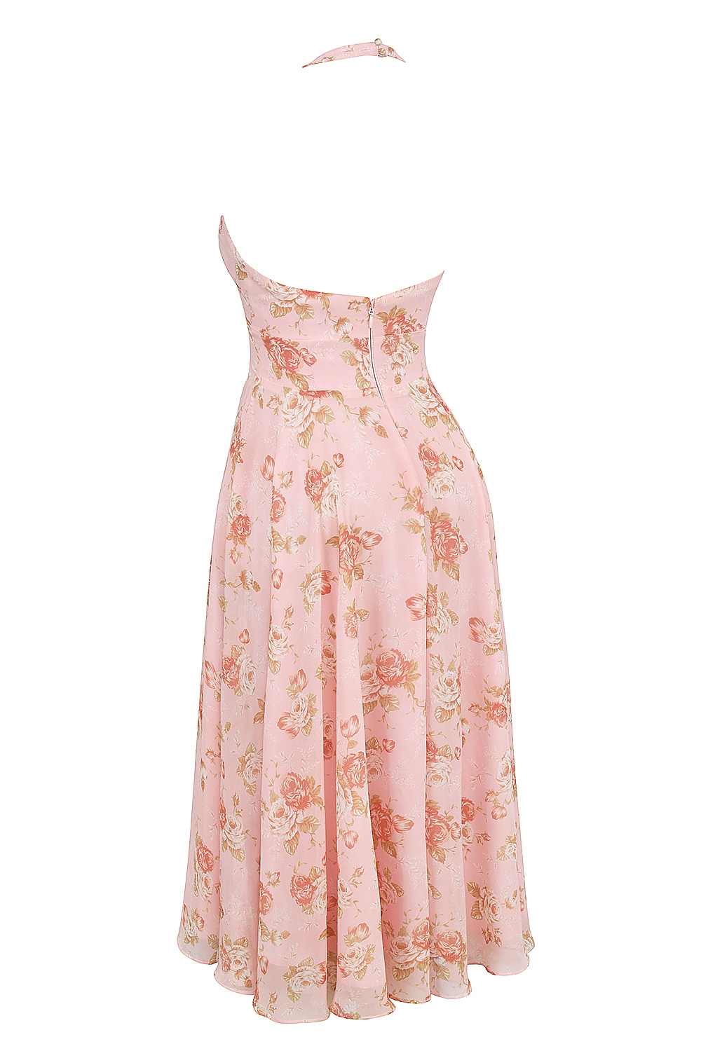Solada  English Vintage Rose Print Georgette Halter Sundress — image 12