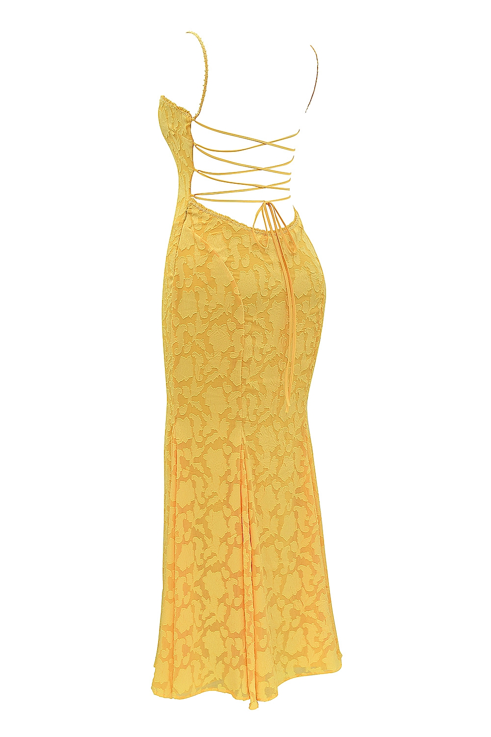 Joan  Apricot Lace Up Back Maxi Dress — image 16