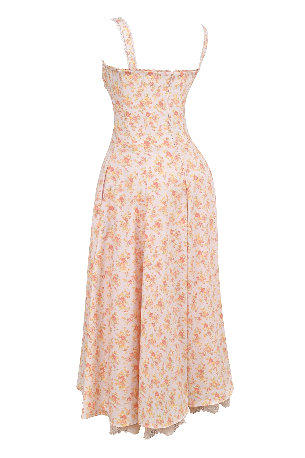 Rosalee  Peach Poppy Print Cotton Bustier Sundress — image 11