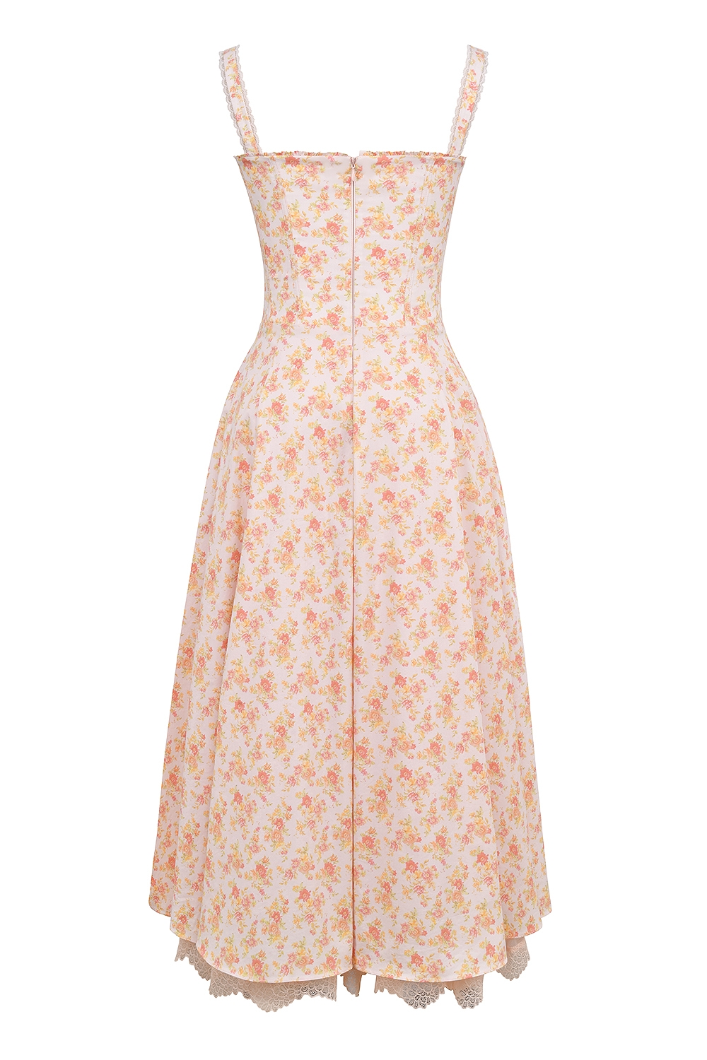 Rosalee  Peach Poppy Print Cotton Bustier Sundress — image 12