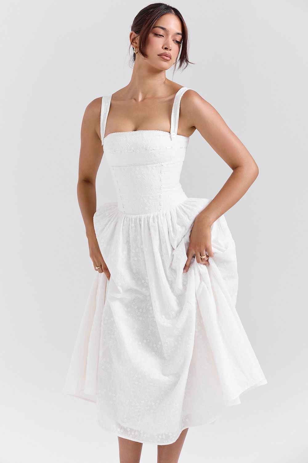 Vivien  White Broderie Anglais Midi Sundress — image 2