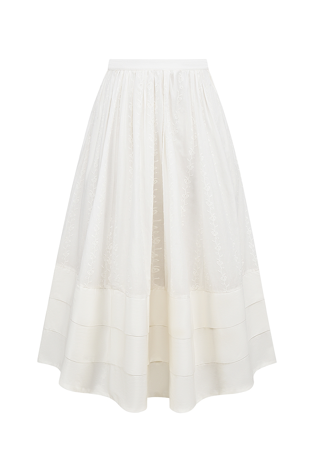 Augustine  White Embroidered Cotton Midi Skirt — image 13