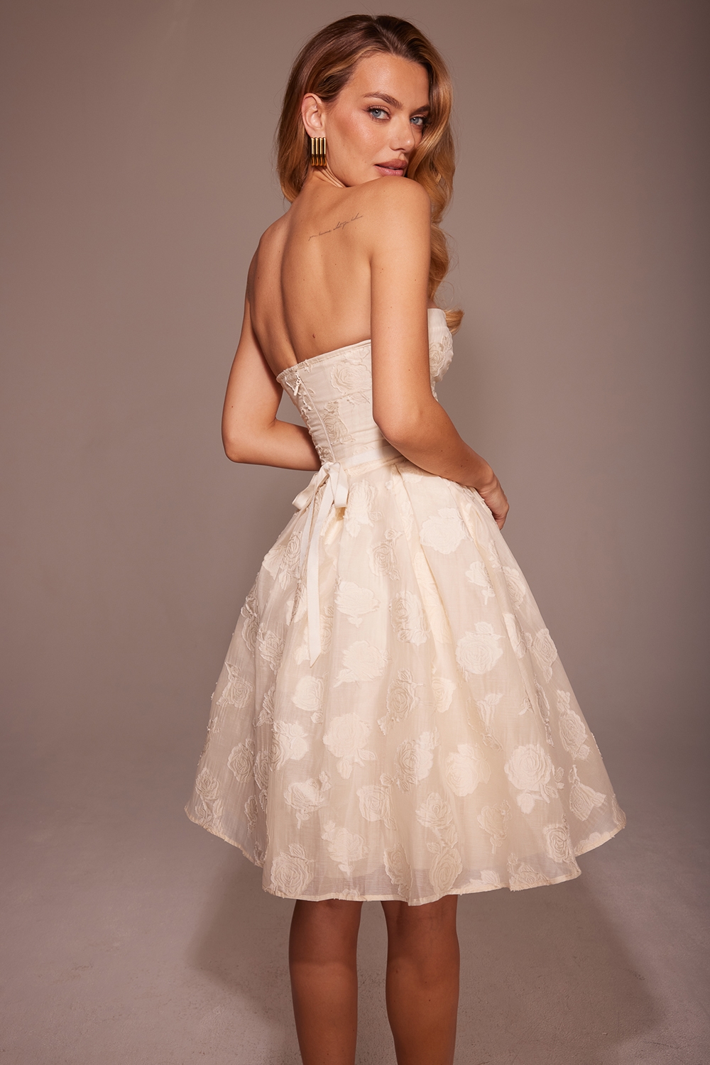 Saige  Vintage Cream Floral Strapless Mini Dress — image 9