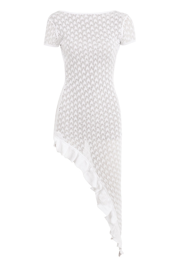 Mistress Rocks White Knit Open Back Ruffle Midi Dress - SALE — image 11