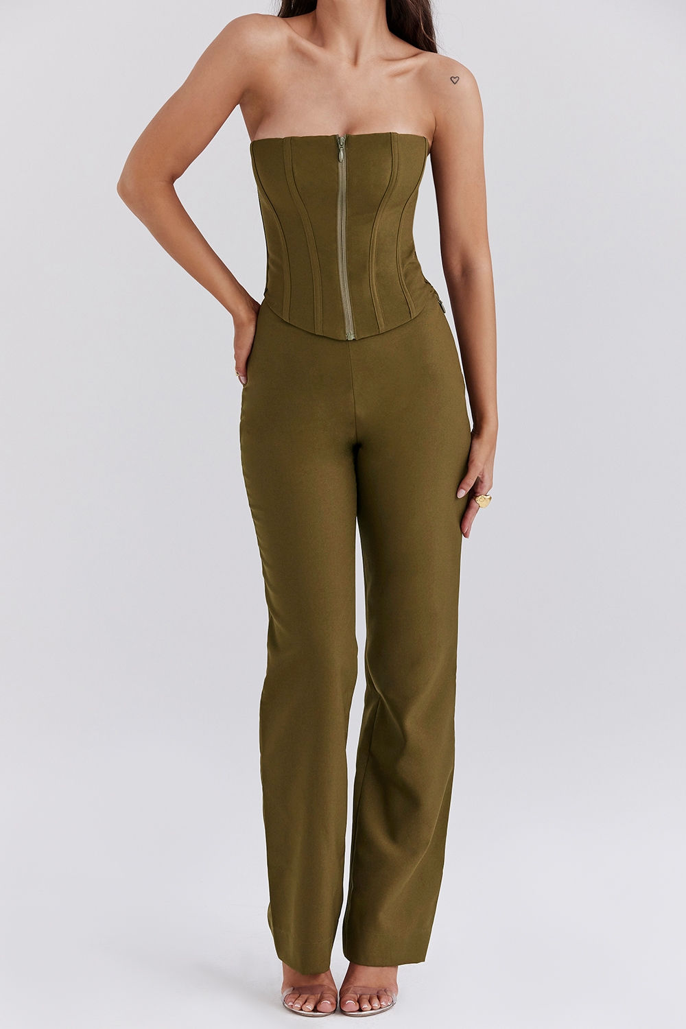 Mistress Rocks Khaki Strapless Jumpsuit - SALE — image 3