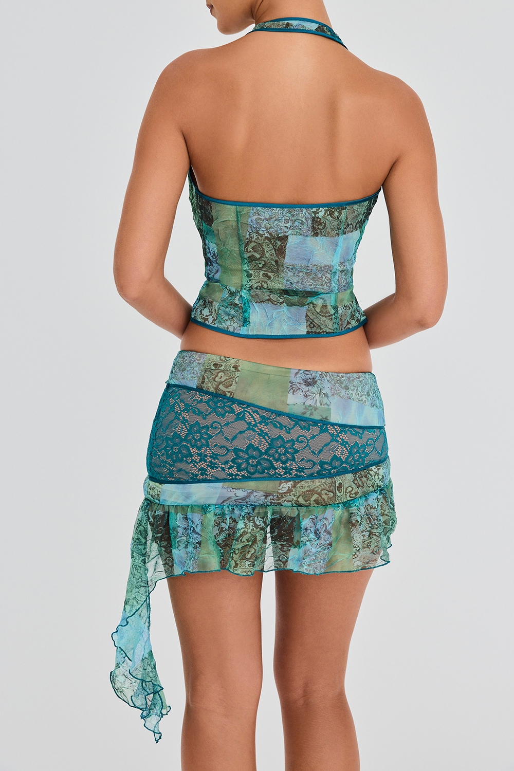 Mistress Rocks Ocean Teal Print Asymmetric Mini Skirt - SALE — image 6