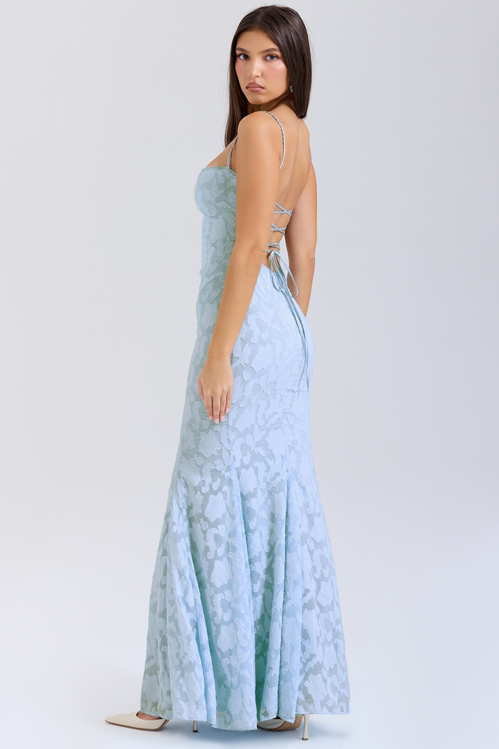 Joan  Bluebell Lace Up Back Maxi Dress — image 1