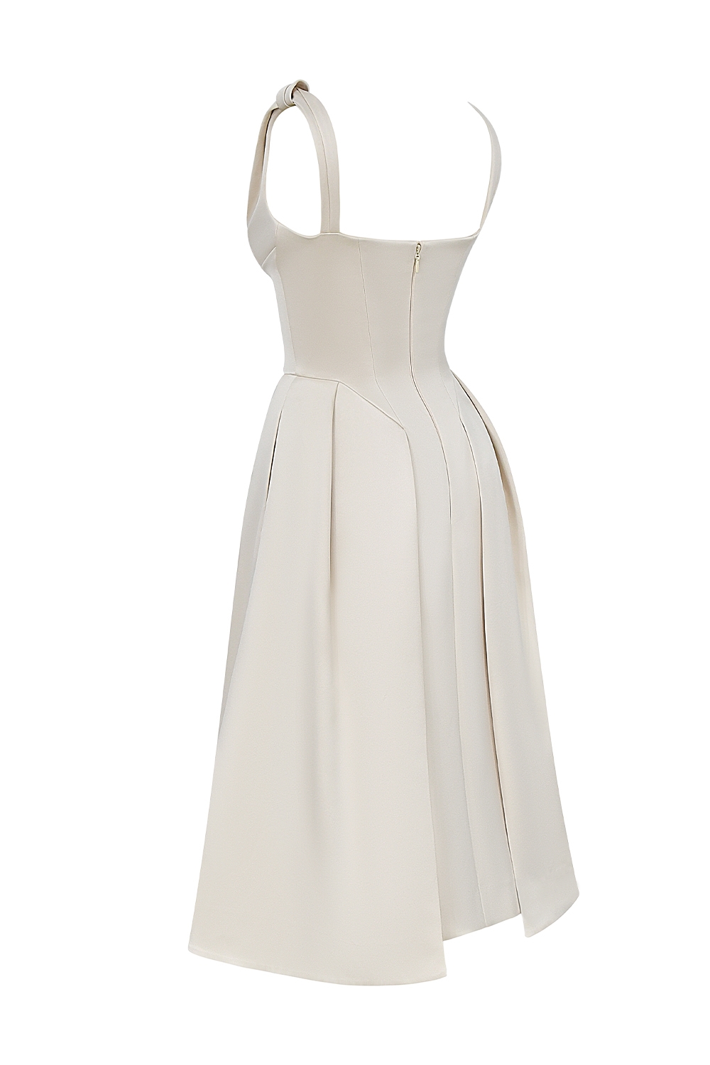 Paloma  Vintage Cream Satin Pleated Midi Dress — image 10