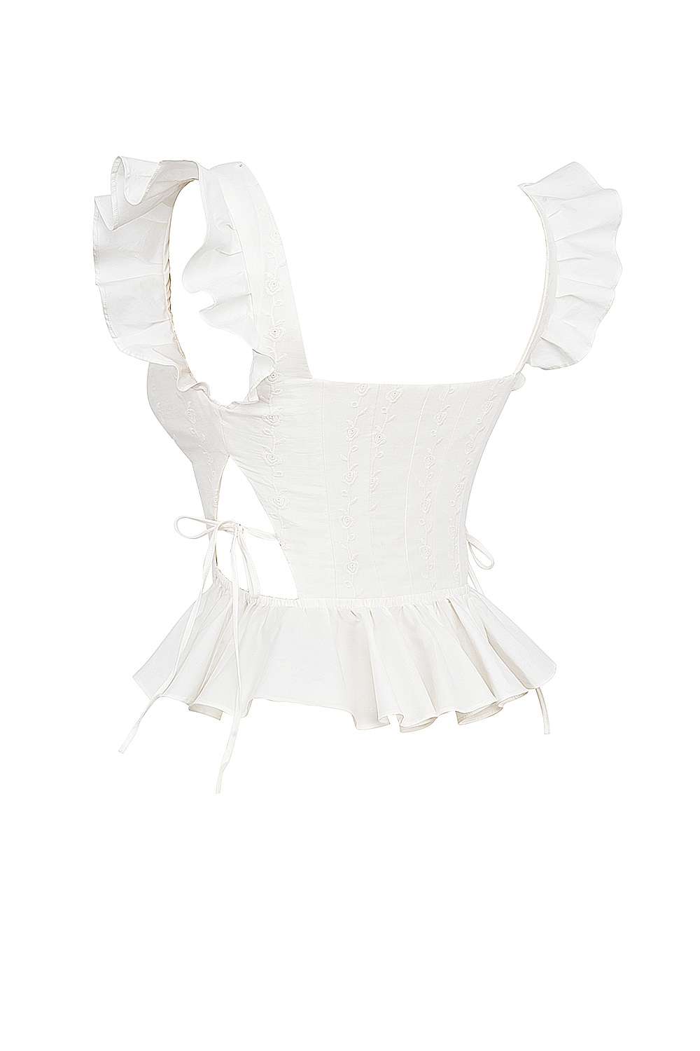 Lilibet  White Embroidered Cotton Peplum Corset Top — image 11