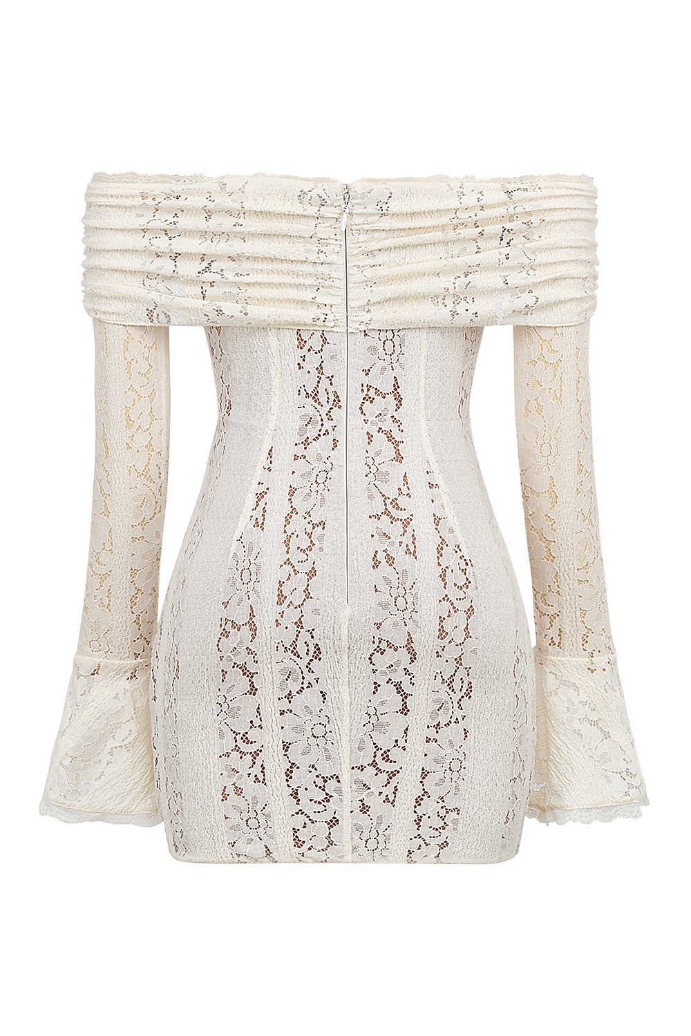 Sadie  Vintage Cream Floral Lace Off Shoulder Mini Dress — image 14