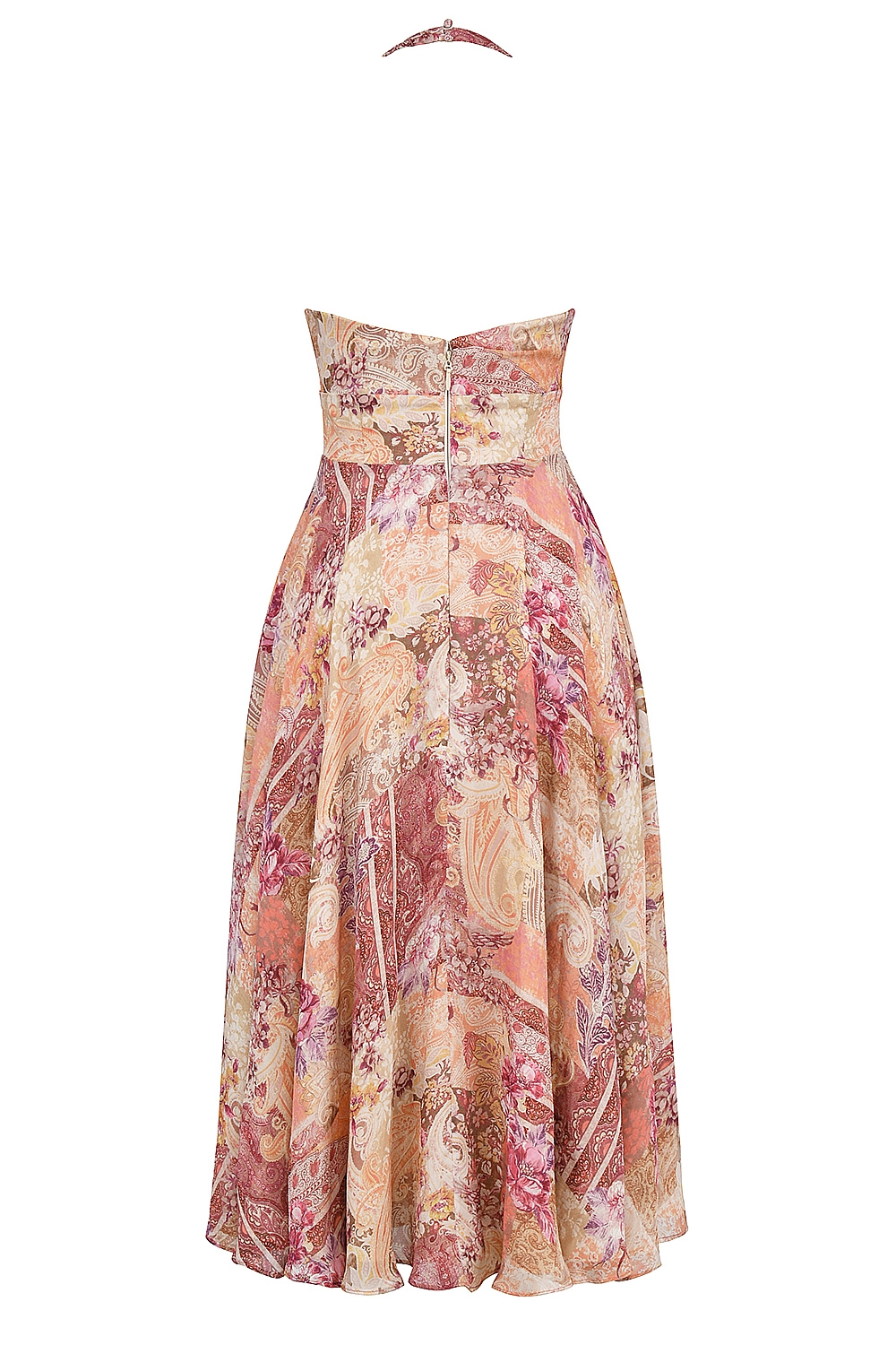 Solada  Paisley Patchwork Print Georgette Halter Sundress — image 16