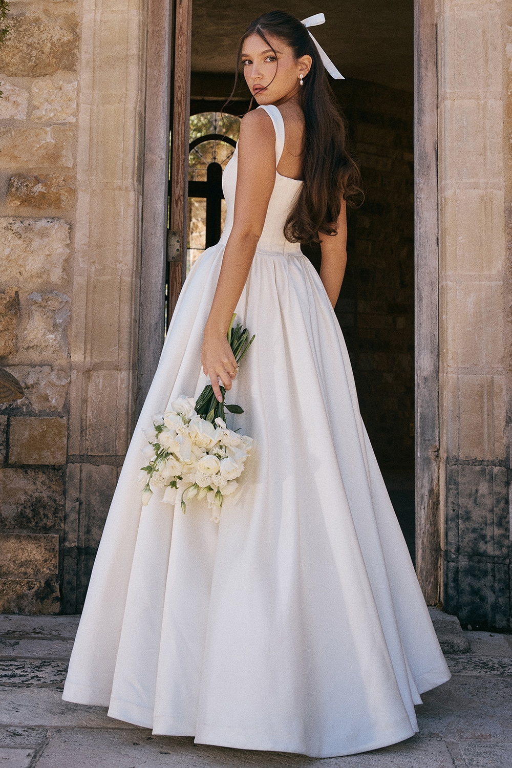 Lillianna  Ivory Italian Satin Corset Bridal Gown — image 12