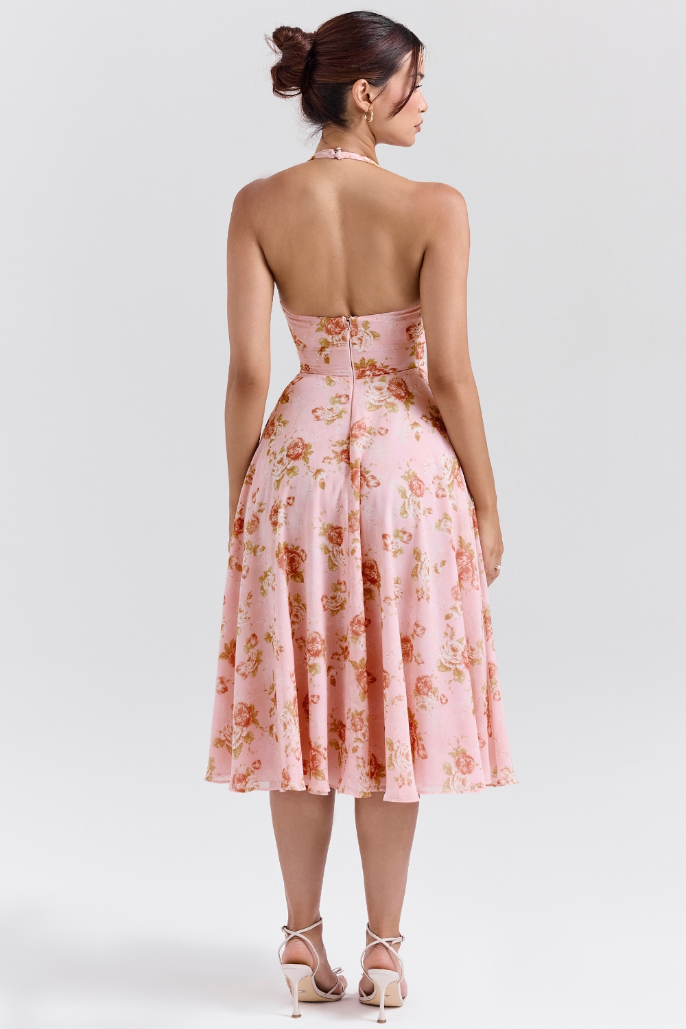 Solada  English Vintage Rose Print Georgette Halter Sundress — image 8