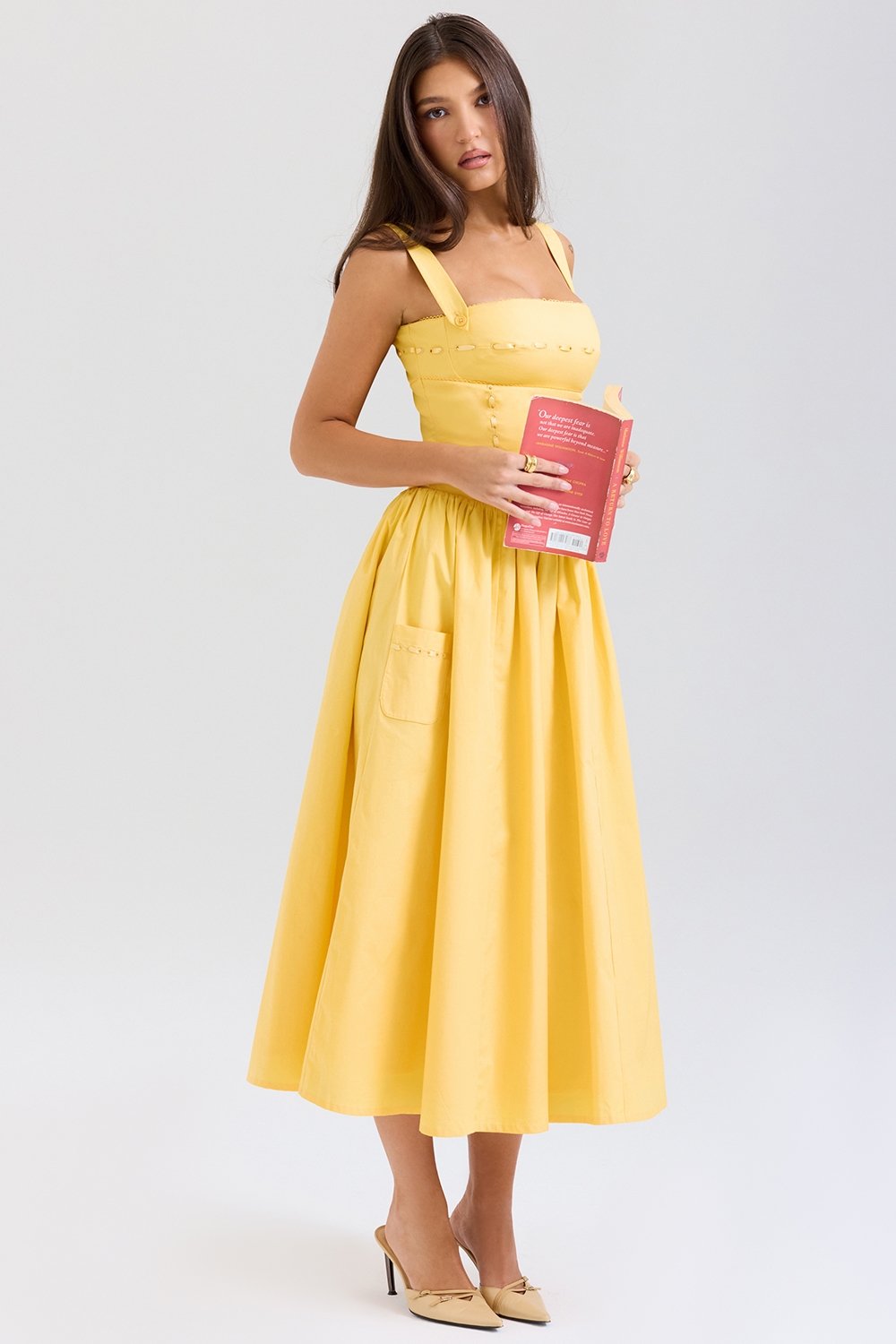 Vivien  Apricot Cotton Midi Sundress — image 7
