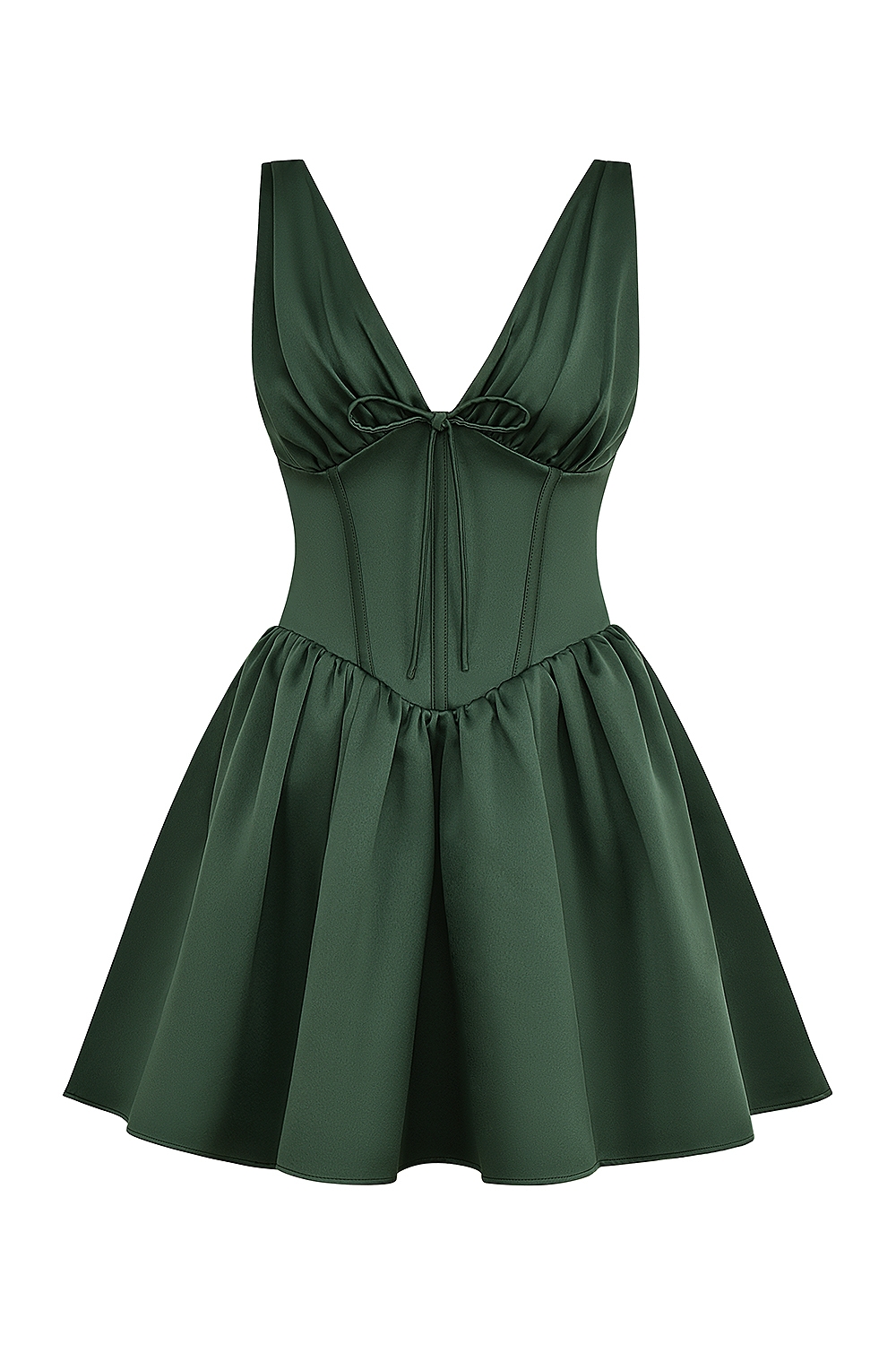 Emmeliette  Forest Green Satin Mini Dress — image 10