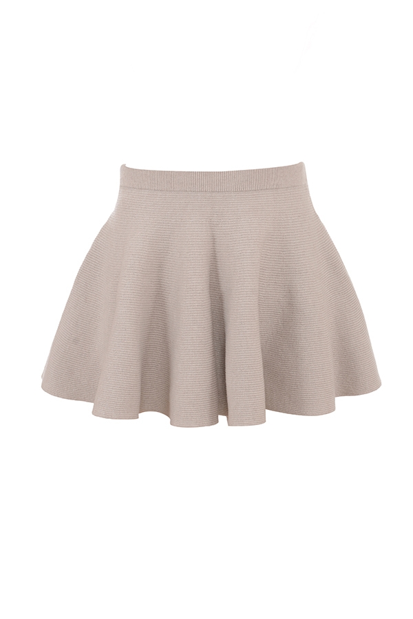Fern  Biscuit Wool Cashmere Ribbed Flounce Mini Skirt — image 9