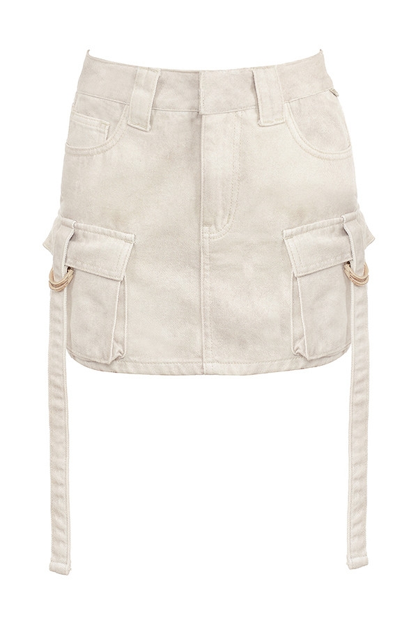 Mistress Rocks White Worn Denim Cargo Mini Skirt - SALE — image 8
