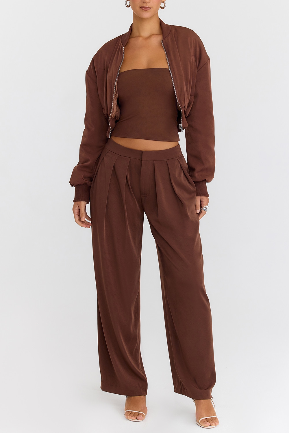 Mistress Rocks Cocoa Pleated Wide Leg Trousers - SALE — image 3