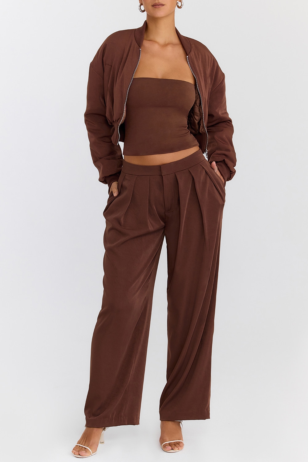 Mistress Rocks Cocoa Pleated Wide Leg Trousers - SALE — image 4